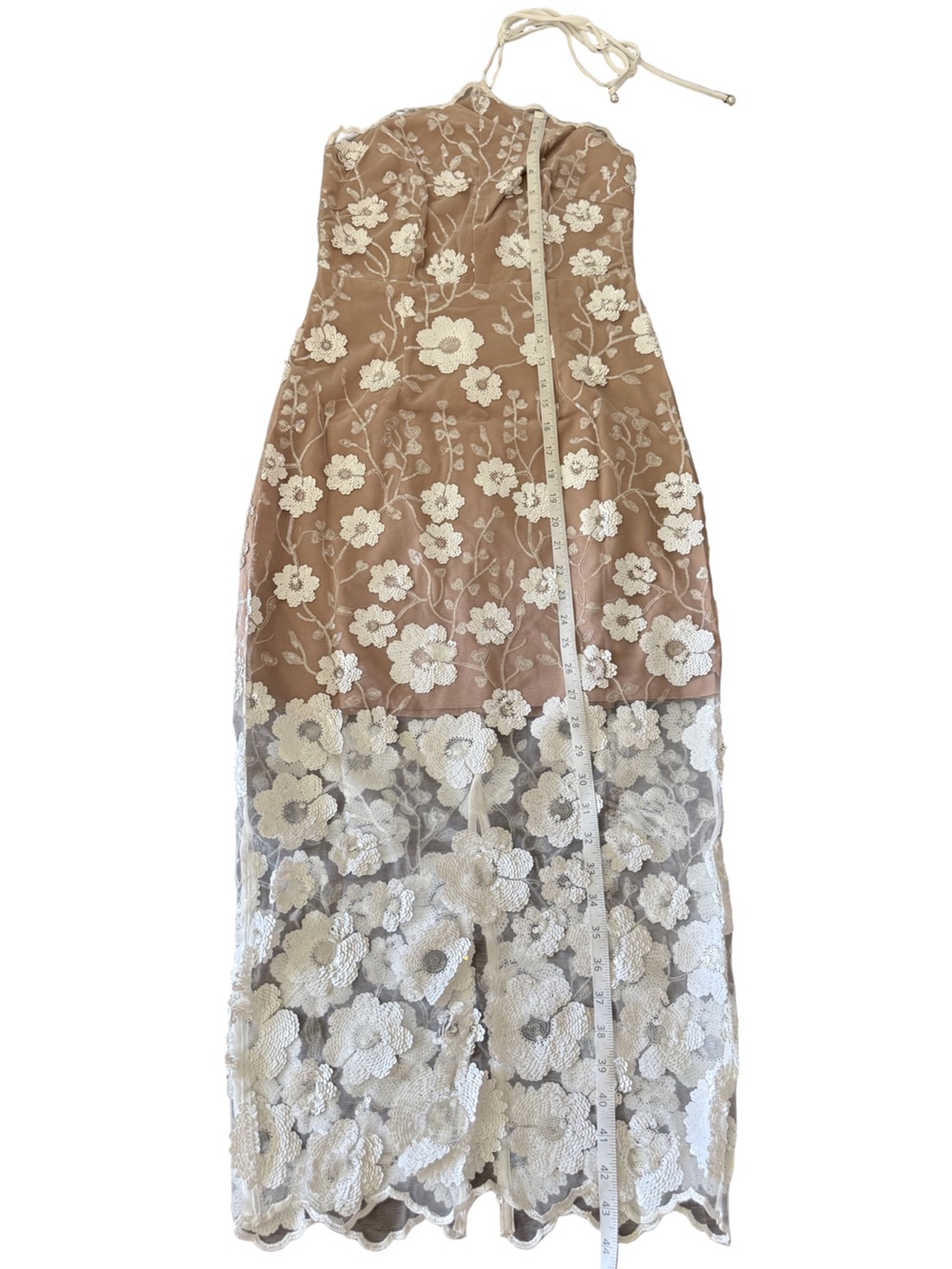 ELLIATT Elodie Floral Lace Halter Midi Dress Ivory & Nude - NEW WITH TAGS $348 - Picture 5 of 10